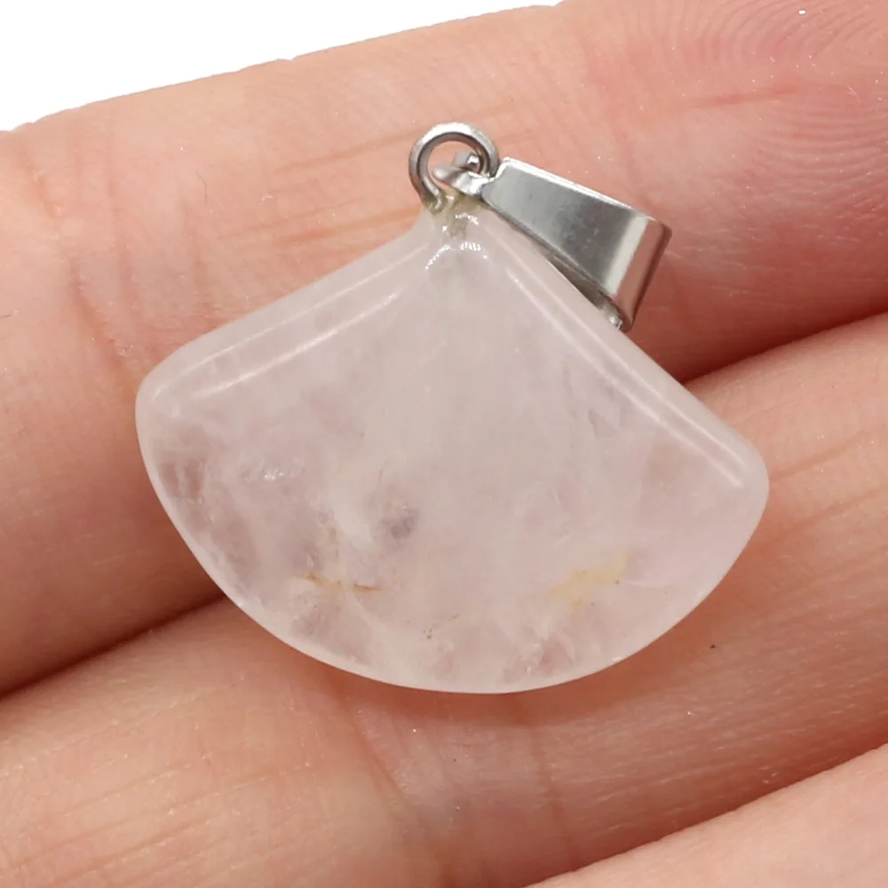 Natural Rose Quartzs Red Agates Pendant Sector Shape Stone Pendant for Making DIY Jewelry Necklace Size 20x23mm