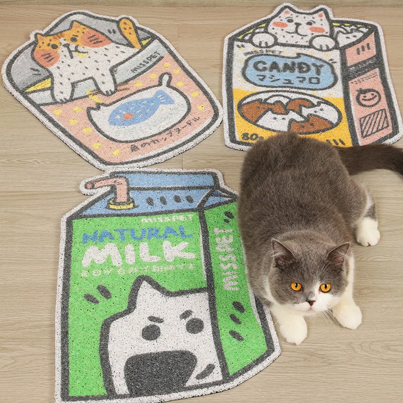 Japanese Style Cat Litter Tray Mat, Hand Drawn, Cartoon Toilet Mat, Scratch Pad, One Pad, Multi-purpose Mat for Cats Foot Pad