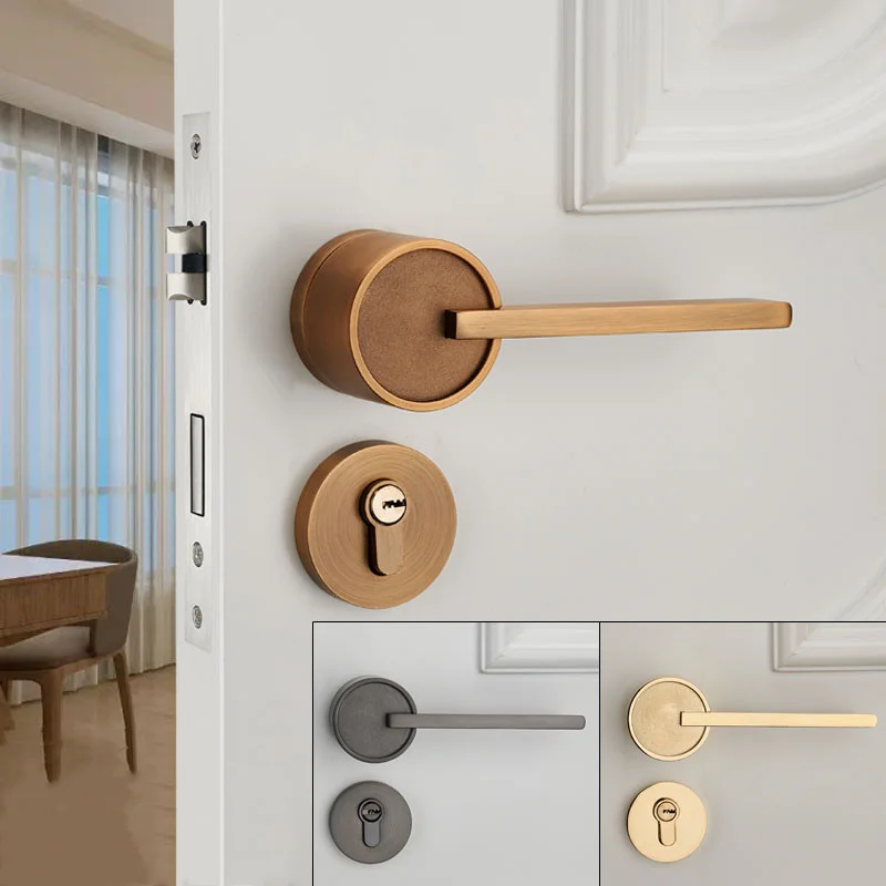 

1set Round Door Lock Bedroom Living room Hotel Mute Magnetic Split Door Handle Interior Anti-theft Safety Gate Knobs Hardware