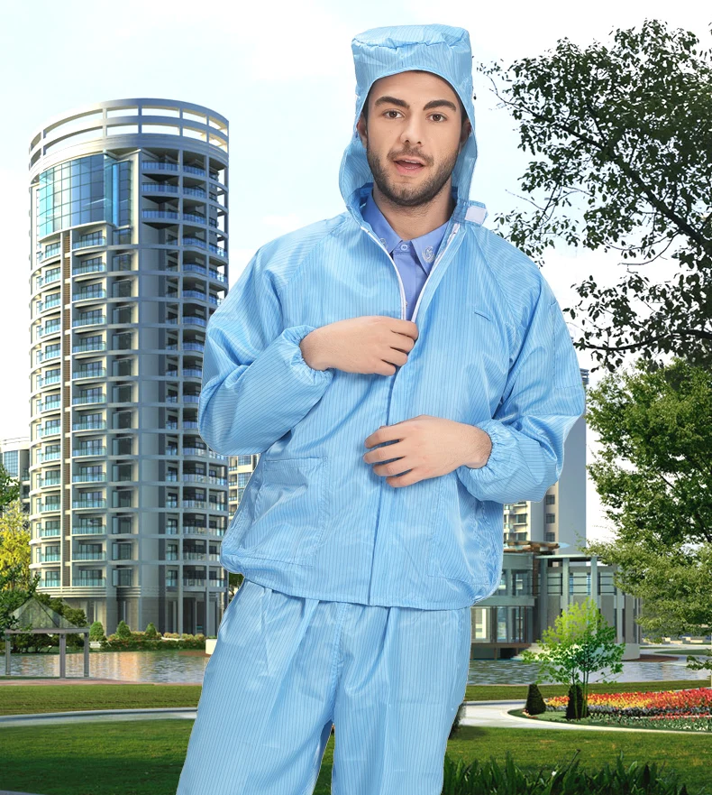 Uniforme antiestático de trabalho de manga comprida masculino, roupa de trabalho, macacão de pintor, roupa à prova de poeira, fábrica de alimentos, masculino