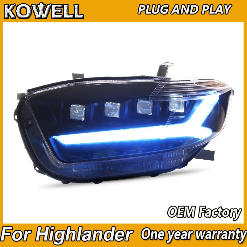 Car Styling-dla Toyota Highlander Headlights 2009-2011 Highlander Head Light DRL Lens Double Beam H7 HID Xenon Bi Xenon Lens