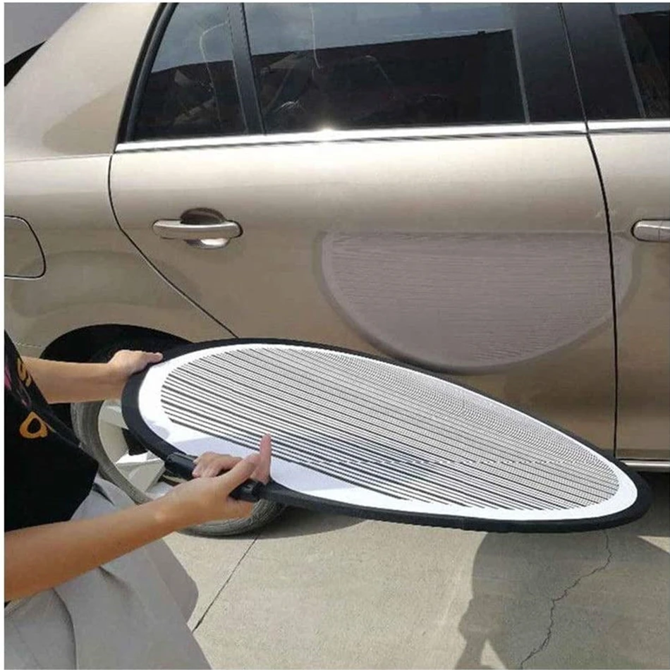 BENOO 1 Pack 80cm Circular Striped Flexible Foldable PDR Lined Light Reflector Board Round Dent Panel Portable Designed for Car