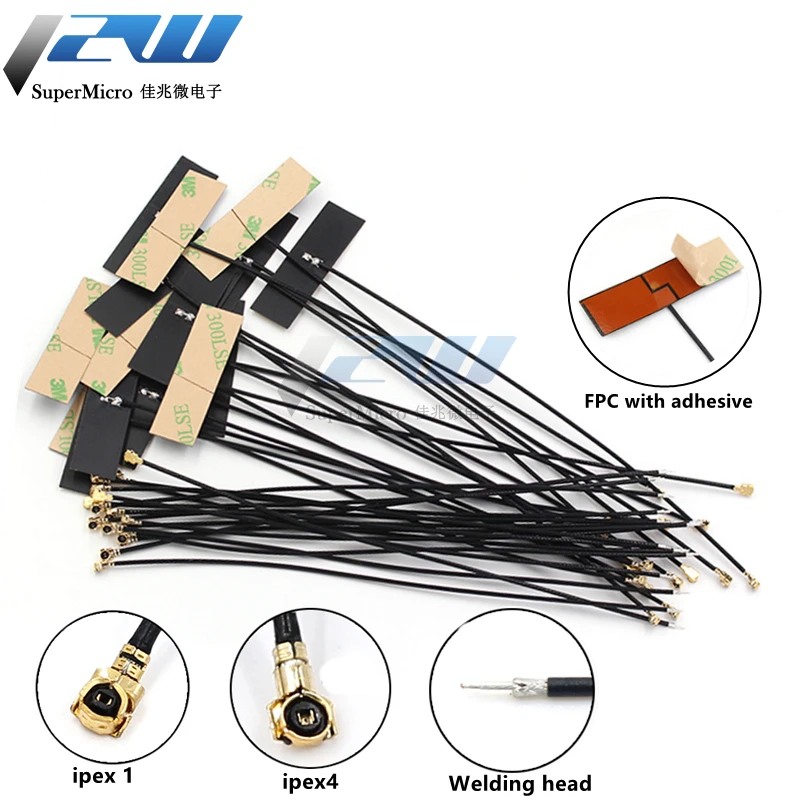 5 Pcs/Lot  WiFi 2.4G High Gain Built-in Flexible FPC Soft Antenna ZigBee Bluetooth Module Ipex Patch Antenna IPEX to FPC Antenna
