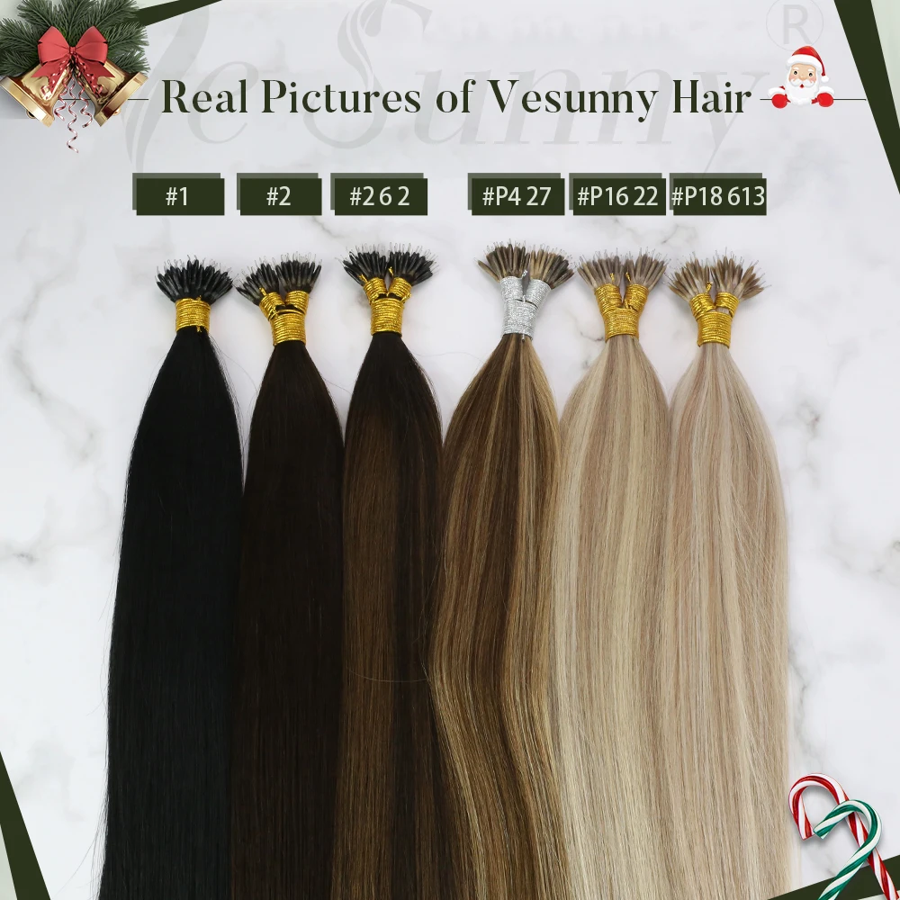 VeSunny Nano Hair Extensions Prebonded Nano Remy Hair Extensions Straight Brazilian Nano Extensions Human Hair for Women 1g/s