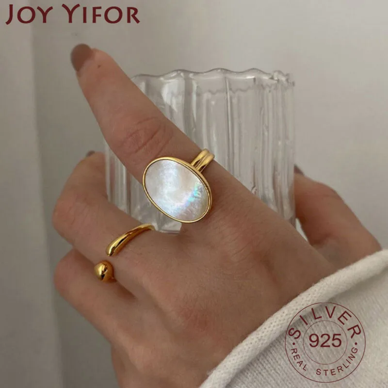 Sivler Color Shell Rings Luxury Bride Jewelry for Women Fashion Simple Ellipse Geometric Party Accessories Gifts