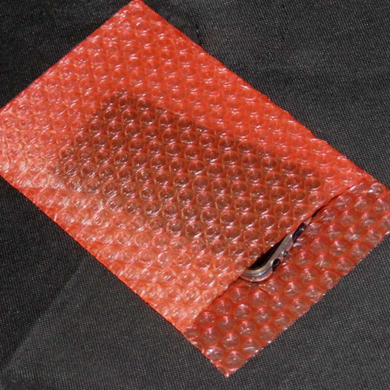 50Pcs 10x15cm Red Plastic Envelope Anti-static Bubble Bags PE Clear Shockproof Packaging Bag Double Film Bubble Mailer