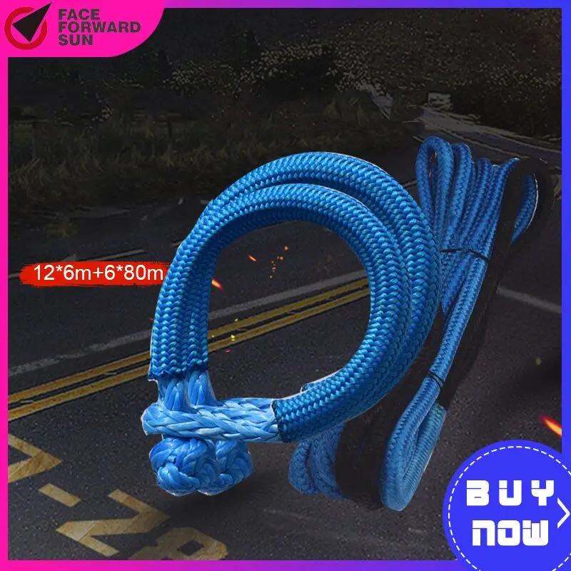 12mm*6m Kinetic Recovery Rope 6mm*80mm Soft Shackles for ATV UTV SUV Recovery Towing Offroad Parts Blue Color Free Shipping