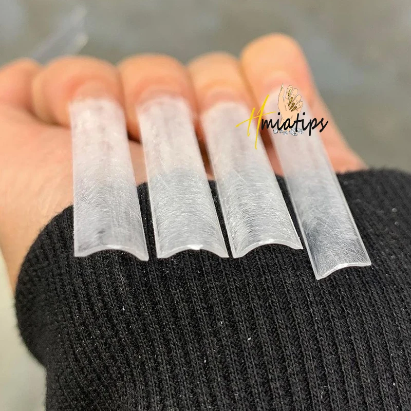 500pcs 2XL Flat Square No C Curve Long Acrylic False Nails Flatter Straight Half Cover Fake Nails Tip Manicure Supplies