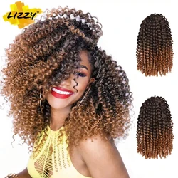 Afro Kinky Twist Crochet Hair Synthetic Curly Omber Marley Braids Braiding Hair Extensions For Black Women 8-12inch Lizzy Hair