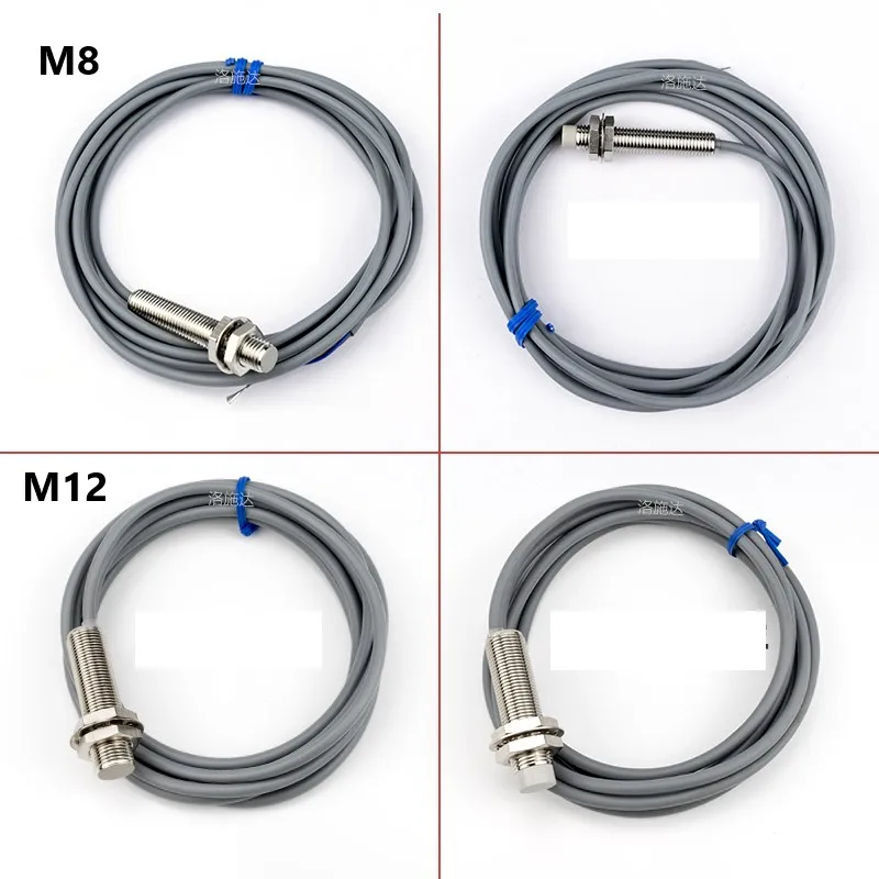 M8 M12 Inductive Metal Sensor Switch with Thread 2Wires NO NC Proximity Switch 1mm 2mm 4mm DC12V 24V Direct Current