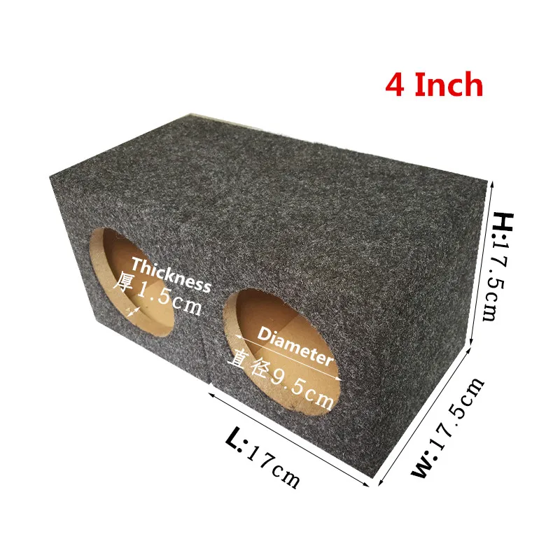 2pcs Square Wooden Speaker Empty Box Shell DIY for 4 Inch Car Subwoofer Round Speaker Audio Sistem.