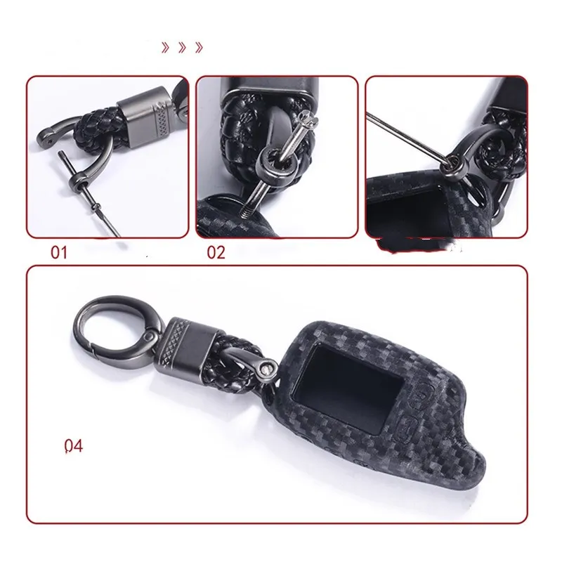 Carbon Fiber Silicone car key case for Tomahawk TW9010 TW9020 TW9030 TW4000 Lcd two way car remote controller