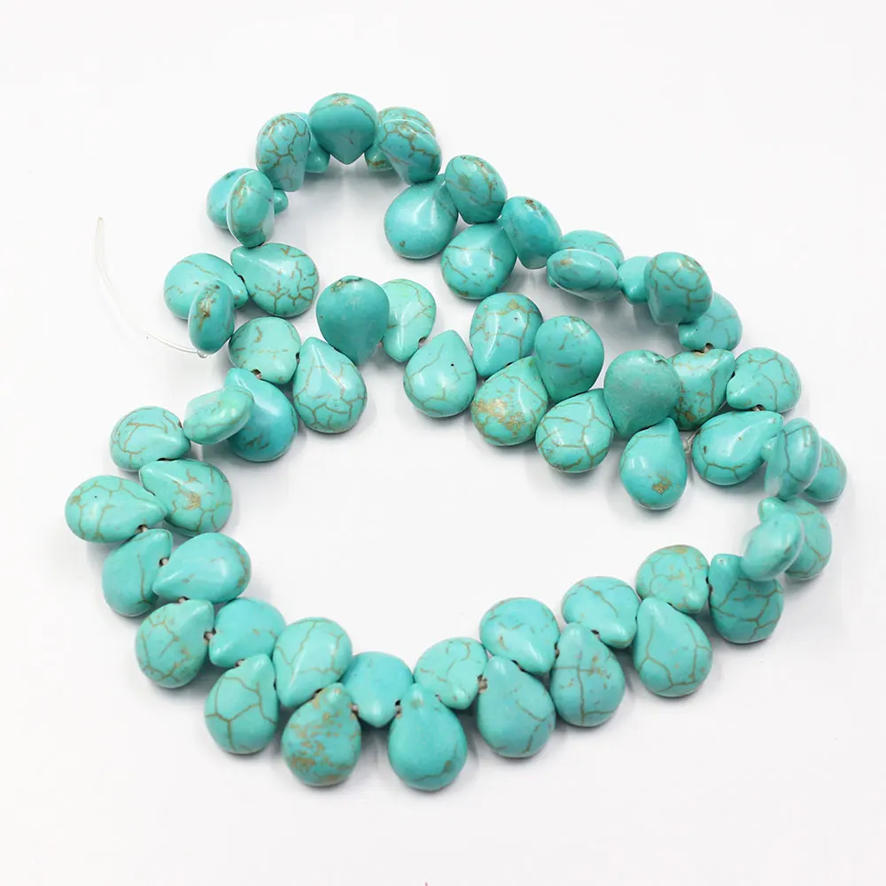 

Гладкие синие бирюзовые каплевидные бусины с отверстием сверху для изготовления ожерелья браслета ювелирных изделий своими руками