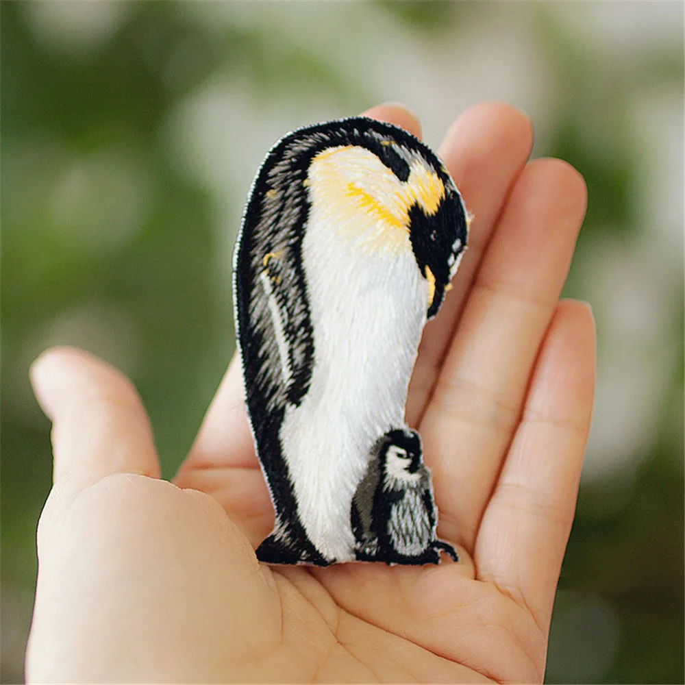 AHYONNIEX 1 Piece Antarctic Penguin Patch Embroidery Iron On Patch For Clothing Craft Cute Repair Sticker for Dress Hat Bags DIY