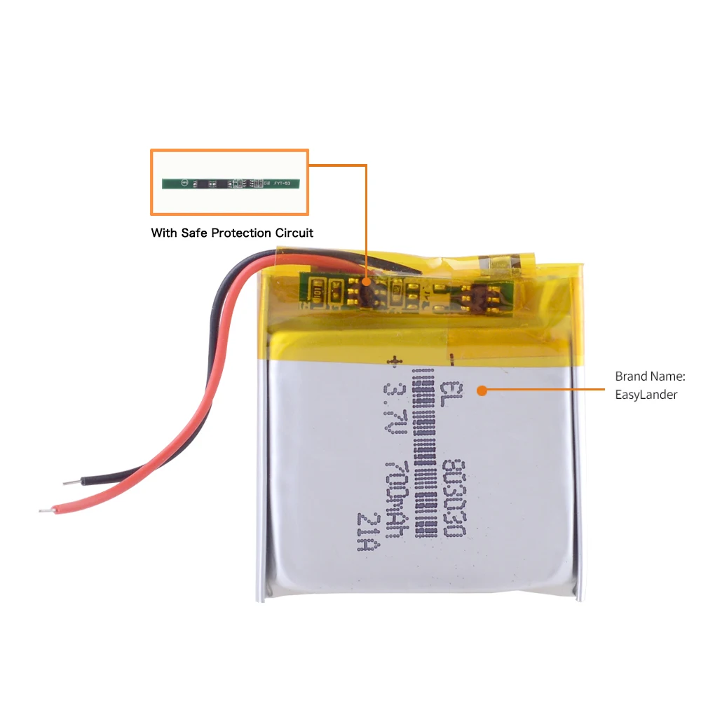 803030 700mAh 3.7v Rechargeable Lithium Li-ion Polymer Battery 083030 Batteries