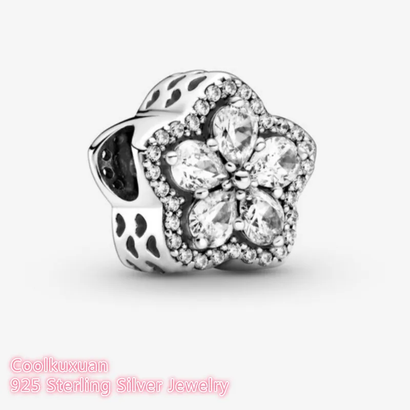 

Sparkling Snowflake Pave Charm 100% 925 Sterling Silver beads Fits Original Pandora bracelets Jewelry Making