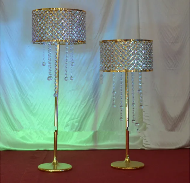 tall gold crystal wedding table decoration centerpiece Elegant gold table center crystal flower stand centerpieces   senyu2482