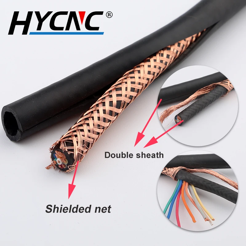 2-5 Core Drag Wire Shielded Cable 1m PVC Flexible Wire Bending Resistant Copper Wire Connection Spindle VFD Inverter