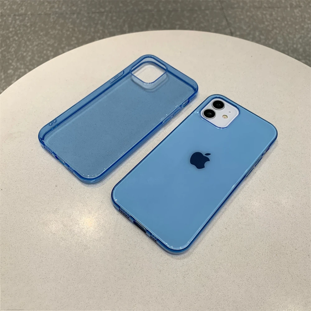 Ultra Thin Sky blue Clear Phone Case For iPhone 13 12 11 Pro Max XS MAX XR X Soft TPU Silicone For iPhone 6s 7 8 Plus Back Cover