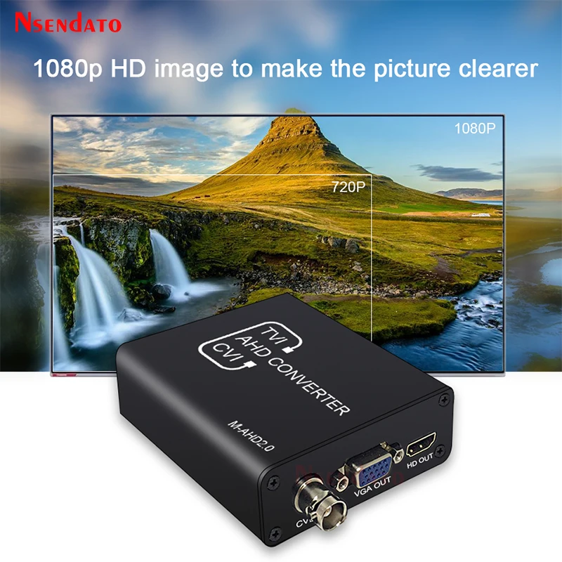 Adaptador convertidor de señal a HD/VGA/CVBS para cámara CCTV, convertidor de vídeo con HDCP, NTSC PAL, 720/1080P, 5MP, 2MP, TVI, CVI, AHD