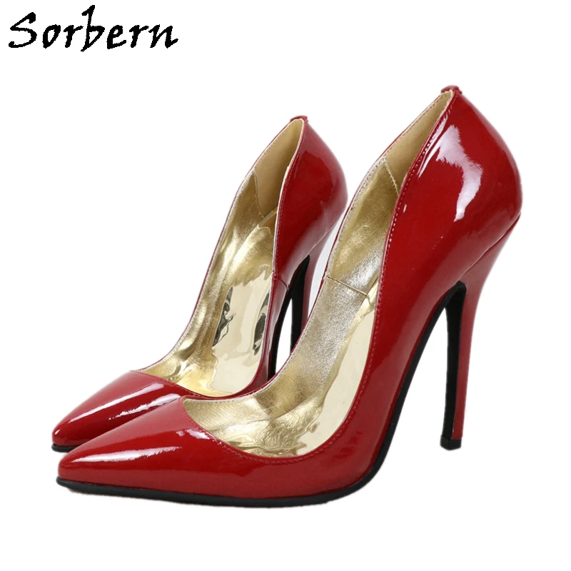 

Sorbern 14Cm High Heels Red Pumps Women Shoes Pointed Toe Custom Colors Slip On Ol Shoes Stilettos Party Heels Fetish Shoes