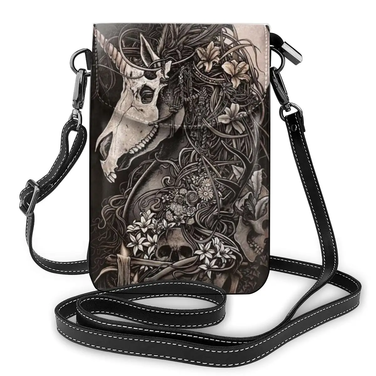 NOISYDESIGNS Gothic Unicorn Shoulder Bag For Women PU Leather Trending Street Mini Phone Bags Messenger Bag Female