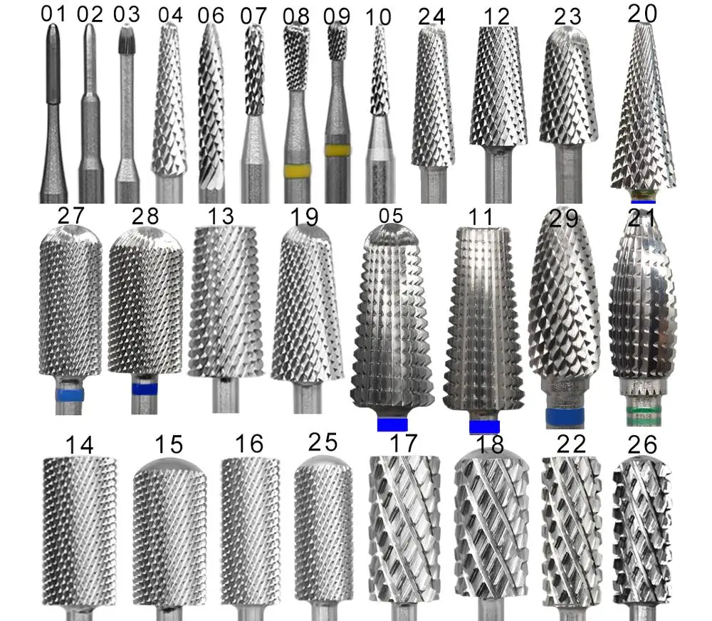 RolinStar-Tungsten Carbide Prego Milling Brocas, Pedicure Acessórios, Stable Shank, Promoção Muitas Vendas, Tipo Barril