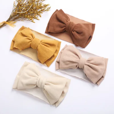 

Newborn Baby Girls Headband Toddler Big Bow Hairband Cute Solid Stretch Turban Knot Head Wrap Head Wear 2020