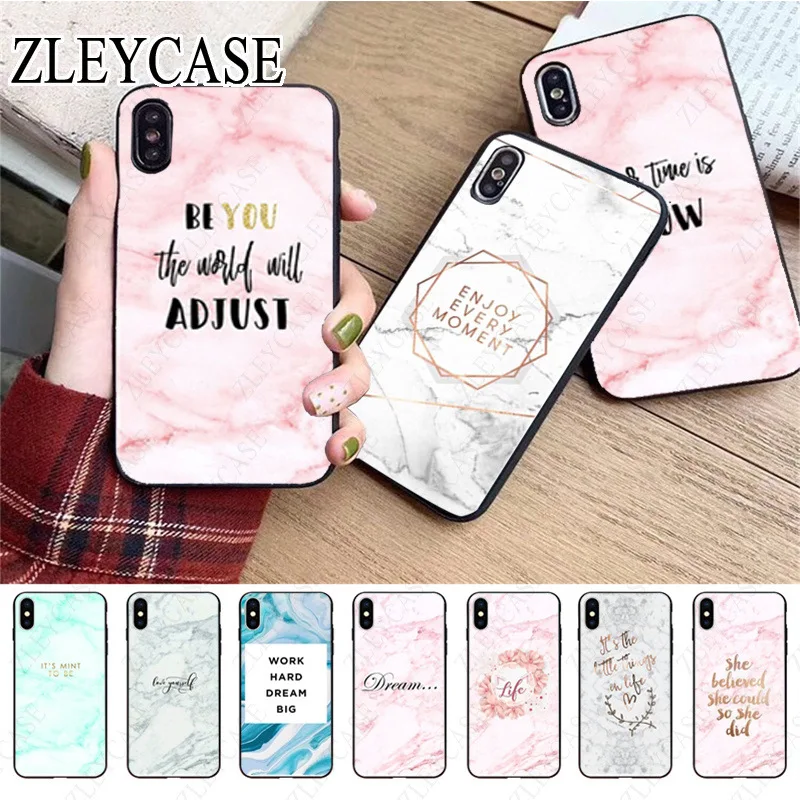 Gold  pink marble love Quotes Word Phone CASE For iphone 13pro 14pro 15pro 12pro 11pro xs max 7 XR 12mini 15plus 13mini SE cover