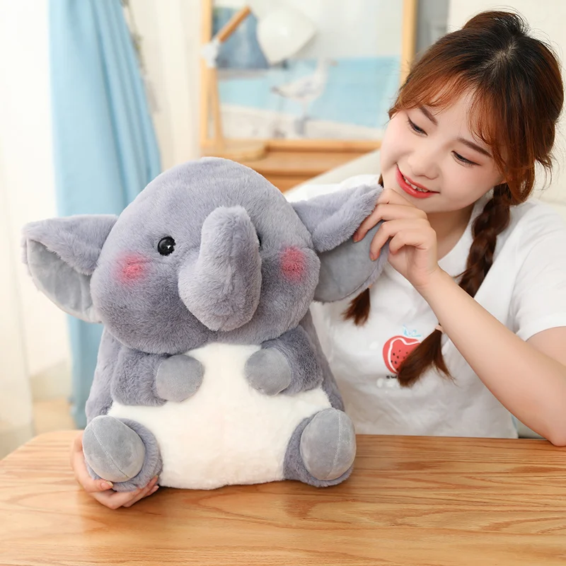 18-40cm Ball Shape Animals Stuffed Cartoon Bunny Pink Pig Monkey Elephant Penguin Hug Cuddly Plushies Toys Ferry Plush Soft Doll