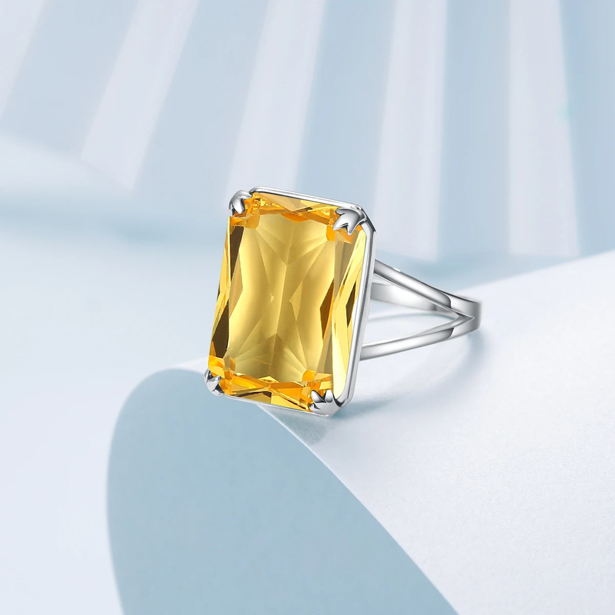 Imagem -05 - Szjinao Anéis de Prata para Mulheres 925 Prata Esterlina Amarelo Cristal Brilhante Criado Citras Designer Antiguidade Prata Fina Nova