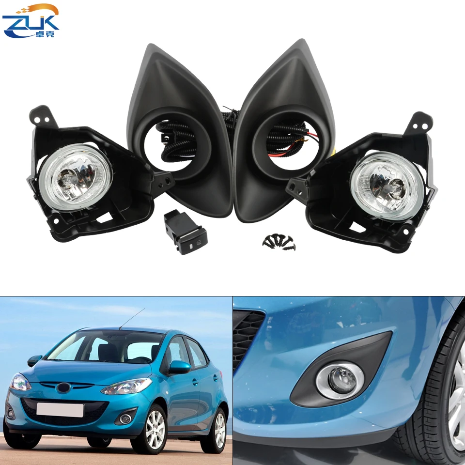 

ZUK Additional Fog Light Anti-Fog Reflector Lamp Set For Mazda 2 Demio 2010 2011 2012 2013 2014 Foglight Upgraded Kit