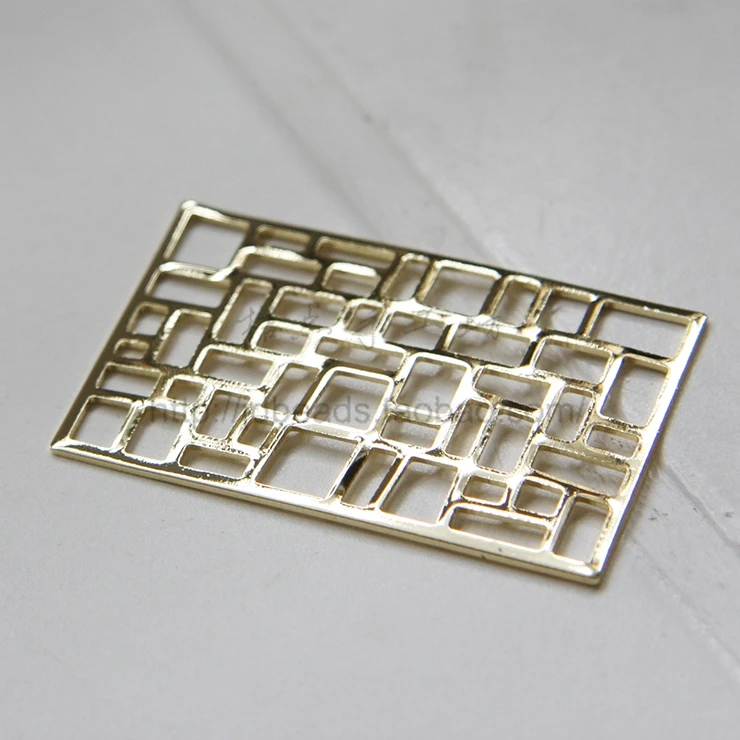 Solid Brass Base Filigree Rectangle Link - 46x29mm (3119C)