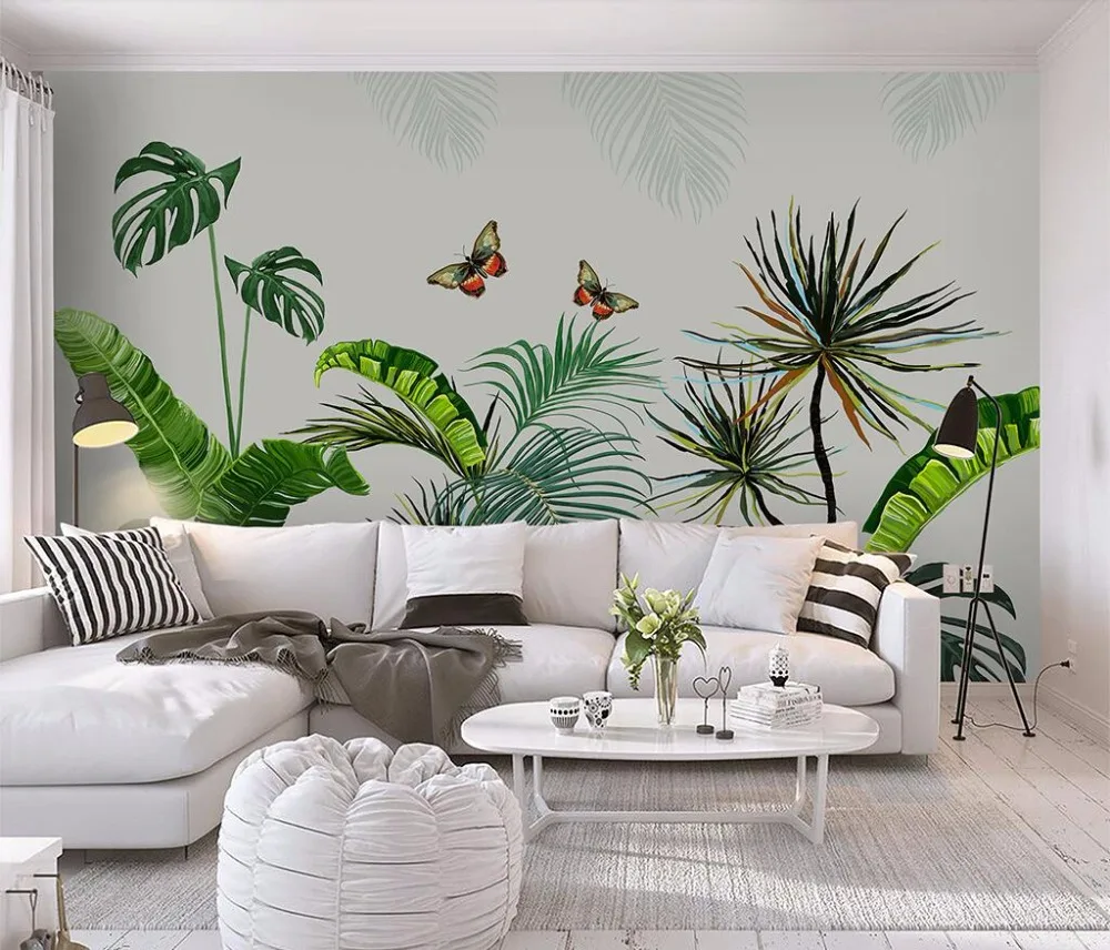 

Bacal Custom 3D wallpaper mural Nordic hand drawn plant banana leaves Floral fresco Bedroom TV background 3d wall paper decor