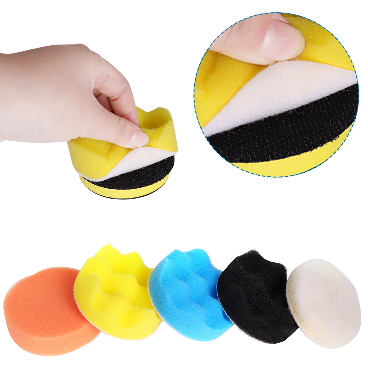 Wenxing 50 pçs 3 Polegada 80mm colorido polimento esponja almofadas kit para polidor de carro auto polimento encerar ferramentas limpeza do carro