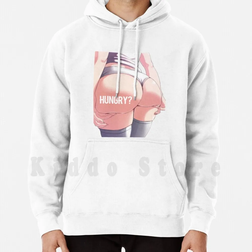 Hungry ?-Booty Anime Hot Hoodie Long Sleeve Hungry Food Text Booty Anime Bum Butt Butts Ass Sexy Hot