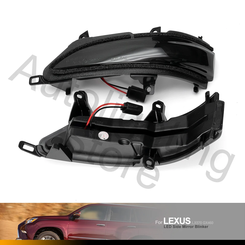 2X For Lexus LX570 GX460  LX450D 2013 2014 2015 2016 2017-2021 Turn Signal Lights Dynamic Side Mirror Indicator Lamps Rearview