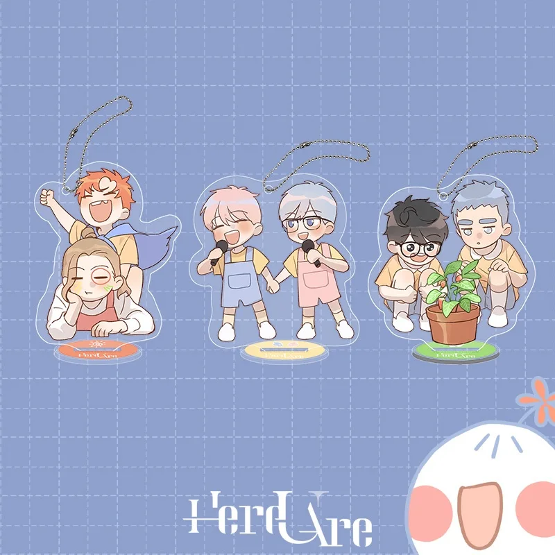 

3 Designs Chinese Manhwa Here U Are Mini Acrylic Stand Yu Yang, Li Huan Comic Characters Model Plate Key Chain Pendant