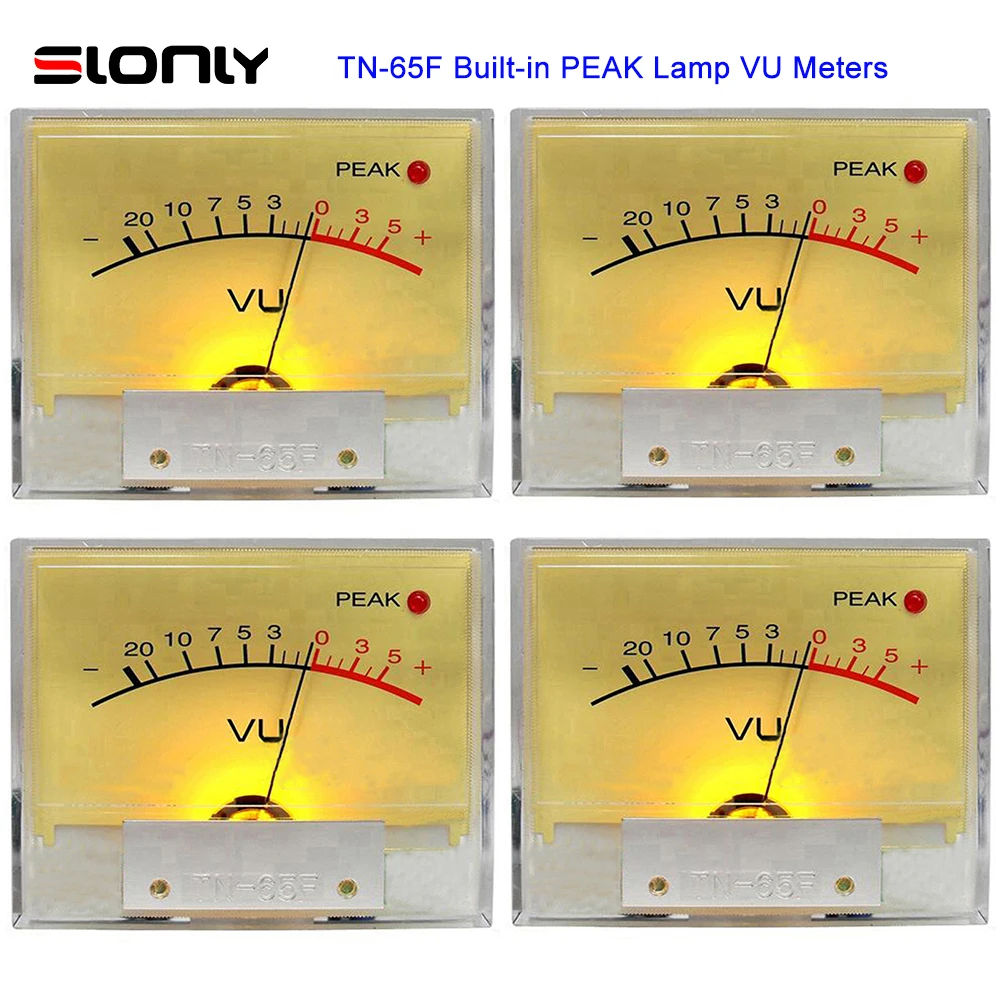 

4pcs TN-65F Built-in PEAK Lamp VU Meter Head Speaker Audio Level DB Amplifier Power Sound Pressure Meter w/Backlight