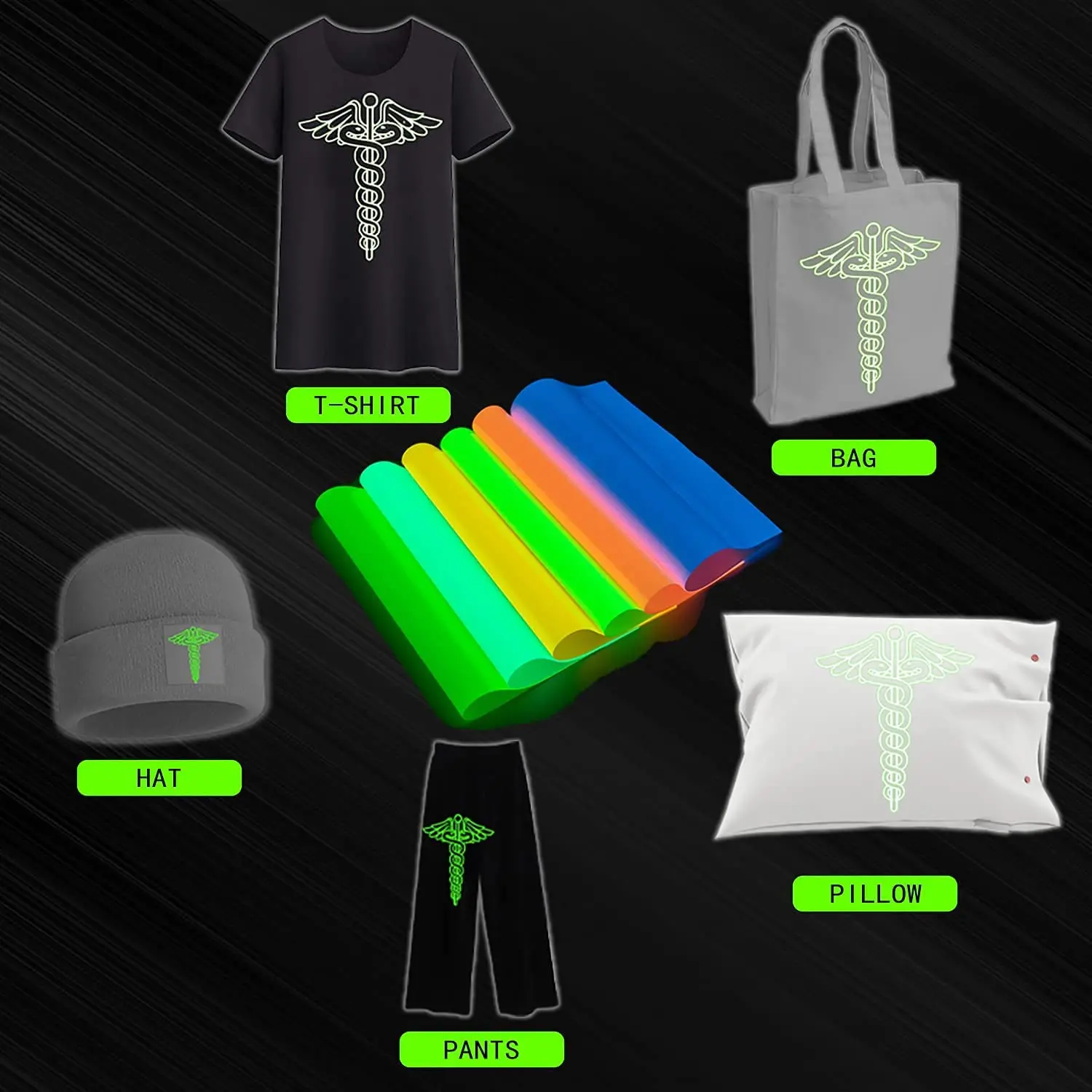 Vinil Luminous Heat Transfer, Brilho no Escuro, Máquina de Prensa Térmica Noctilucent, T-Shirt Ferro em HTV, 12 \