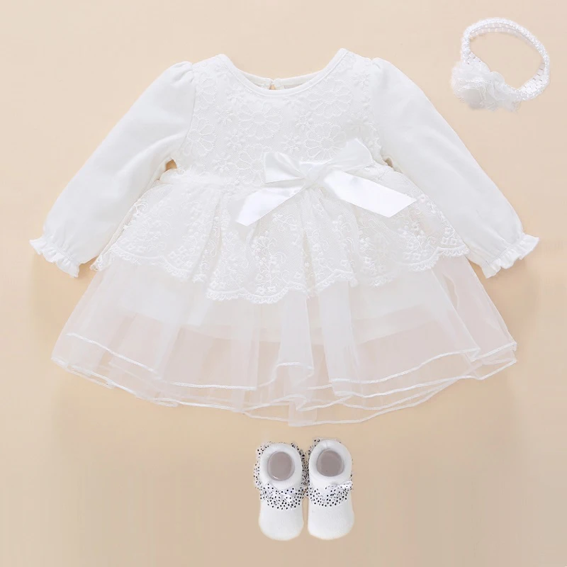 Newborn Baby Girl Dress Baptism Dress White Christening Clothes For Baby Girl Lace Vestido Bebe Robe Bapteme 3 6 9 Months