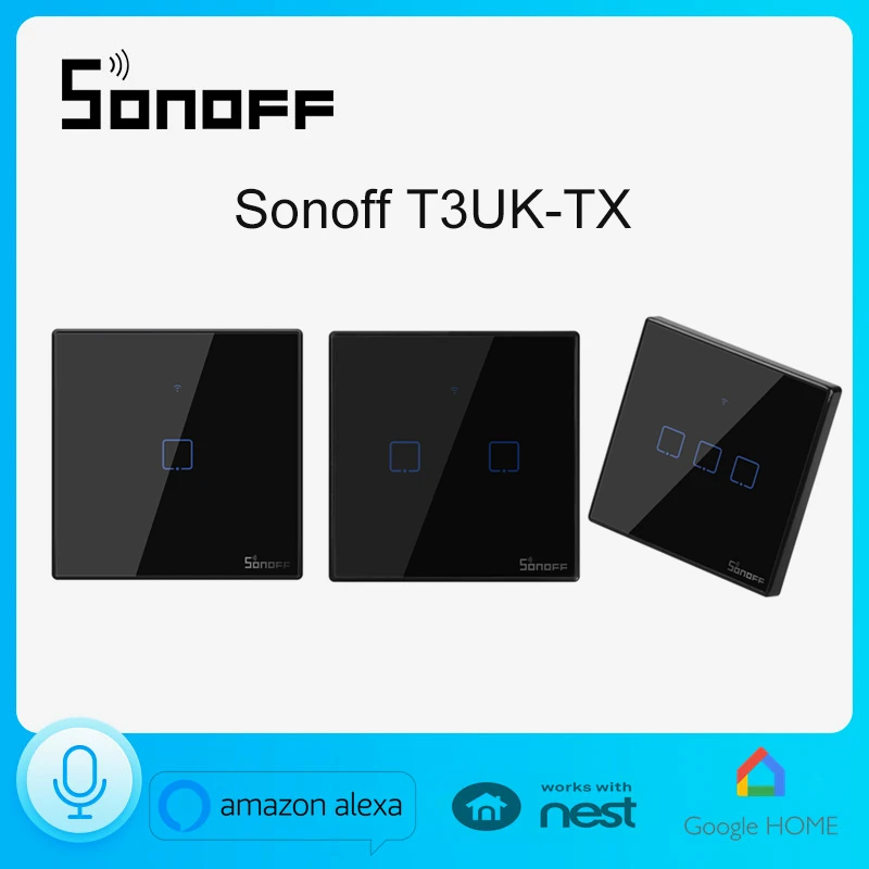 

Sonoff T3UK 1/2/3 gang TX Series 433Mhz RF дистанционное управление Wifi настенный светильник ель света с границей Alexa Google Home Голосовое управление