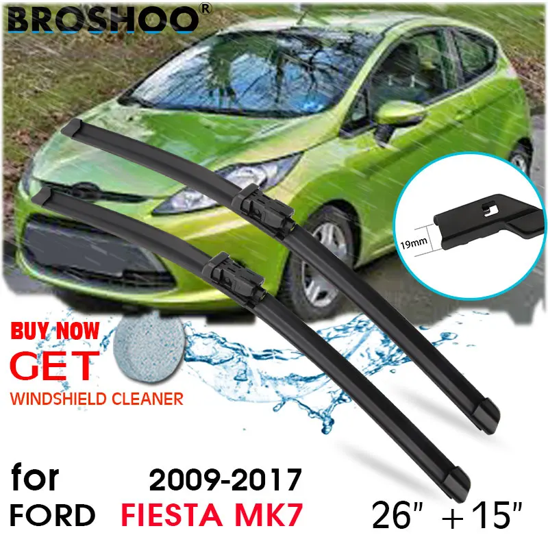 

Car Wiper Blade Window Windscreen Windshield Wipers Blades Button Arm Auto Accessories For FORD FIESTA MK7 26''+15'' 2009-2017