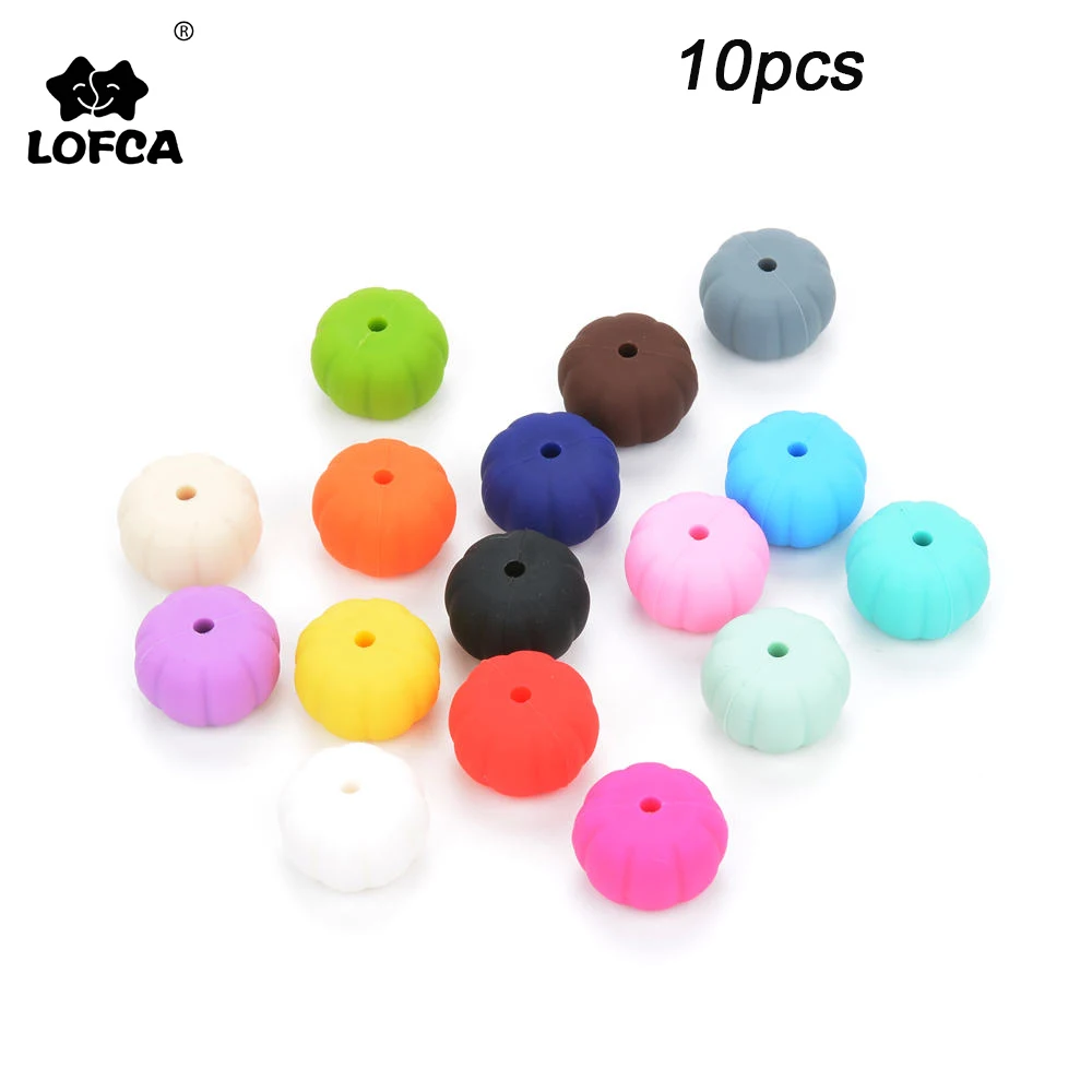 LOFCA 10pcs Pumpkin Silicone Beads For Teething Necklace Food Grade Safe BPA Free DIY Silicone Beads For Baby Toys Teether