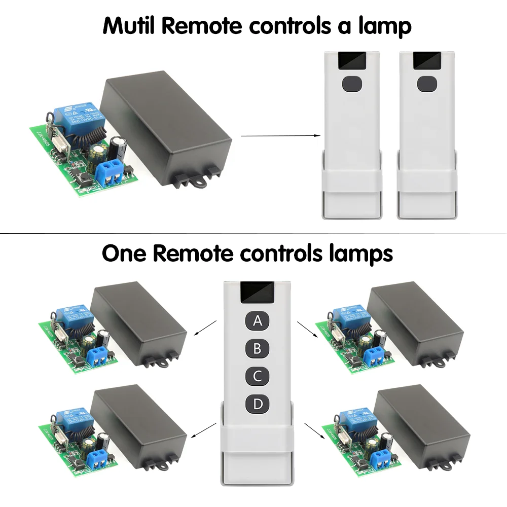 433 Mhz Wireless RF Remote Control 1527 Learning Code Remote Controller 1/2/3/4CH Controller For Garage Door Lamps Lights Gate