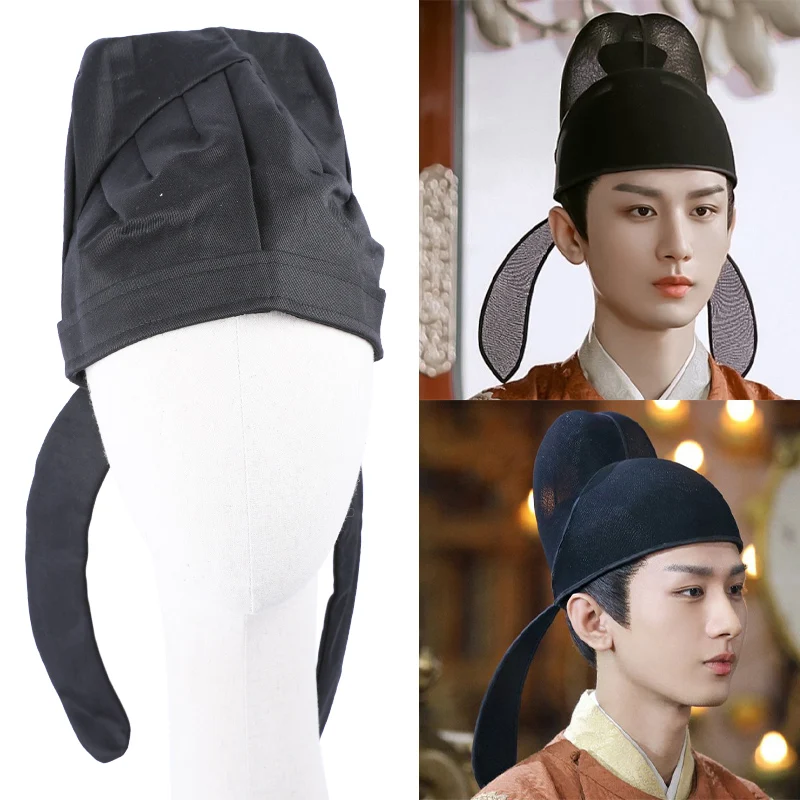 Black Adjustable Chinese Ancient Courtier General Caps For Adults Children Ming Song Han Dynasty Poet Libai Teacher Hats