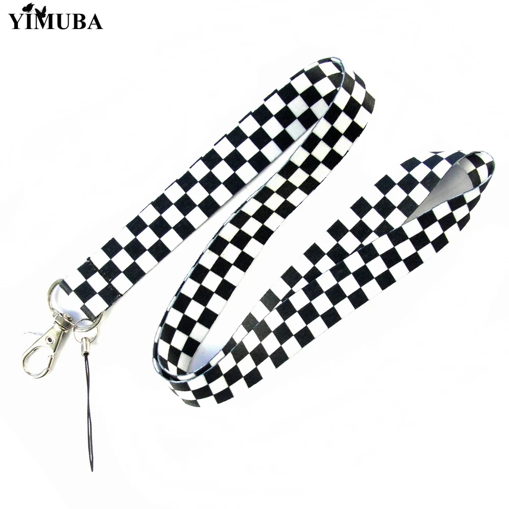 YIMUBA New Trendy Black & White Squares Keychain Lanyard for Camera USB ID Cards Badge Holder Anti-lost Mobile Phone Neck Straps