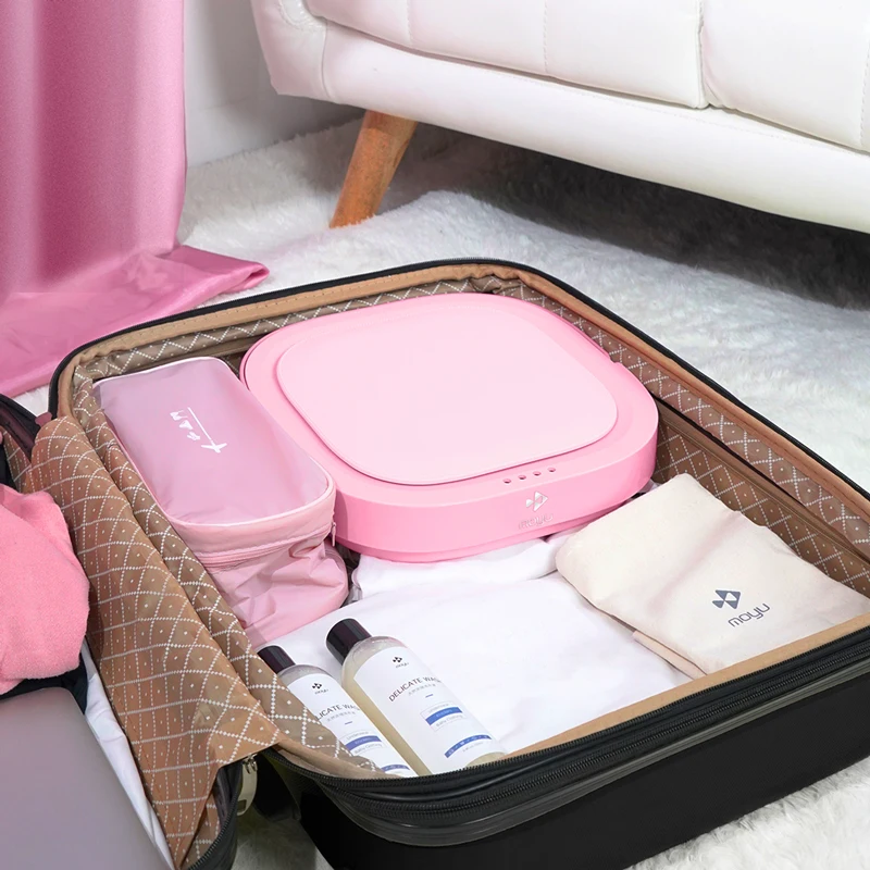 Lavadora plegable de 100-240V, máquina de lavado de ropa interior, cuidado de bragas, viaje de negocios, operación de botón táctil portátil