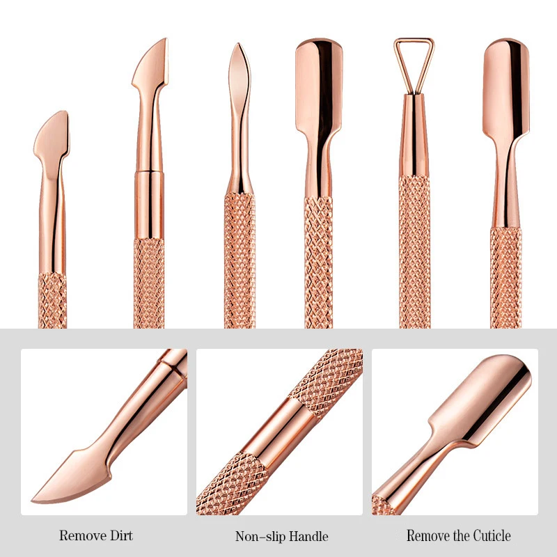 3 Style Stainless Steel Nail Cuticle Pusher Tweezer Nail Art Files Gel Polish Remove Manicure Care Groove Clean Tools