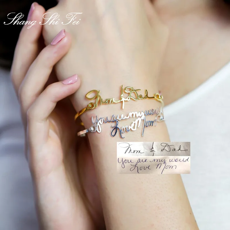 Nach Handschrift Armreif, Unterschrift Armreif, Personalisierte Handschrift Armreif, gold Schmuck für frauen, Memorial Geschenk, weihnachten Geschenk